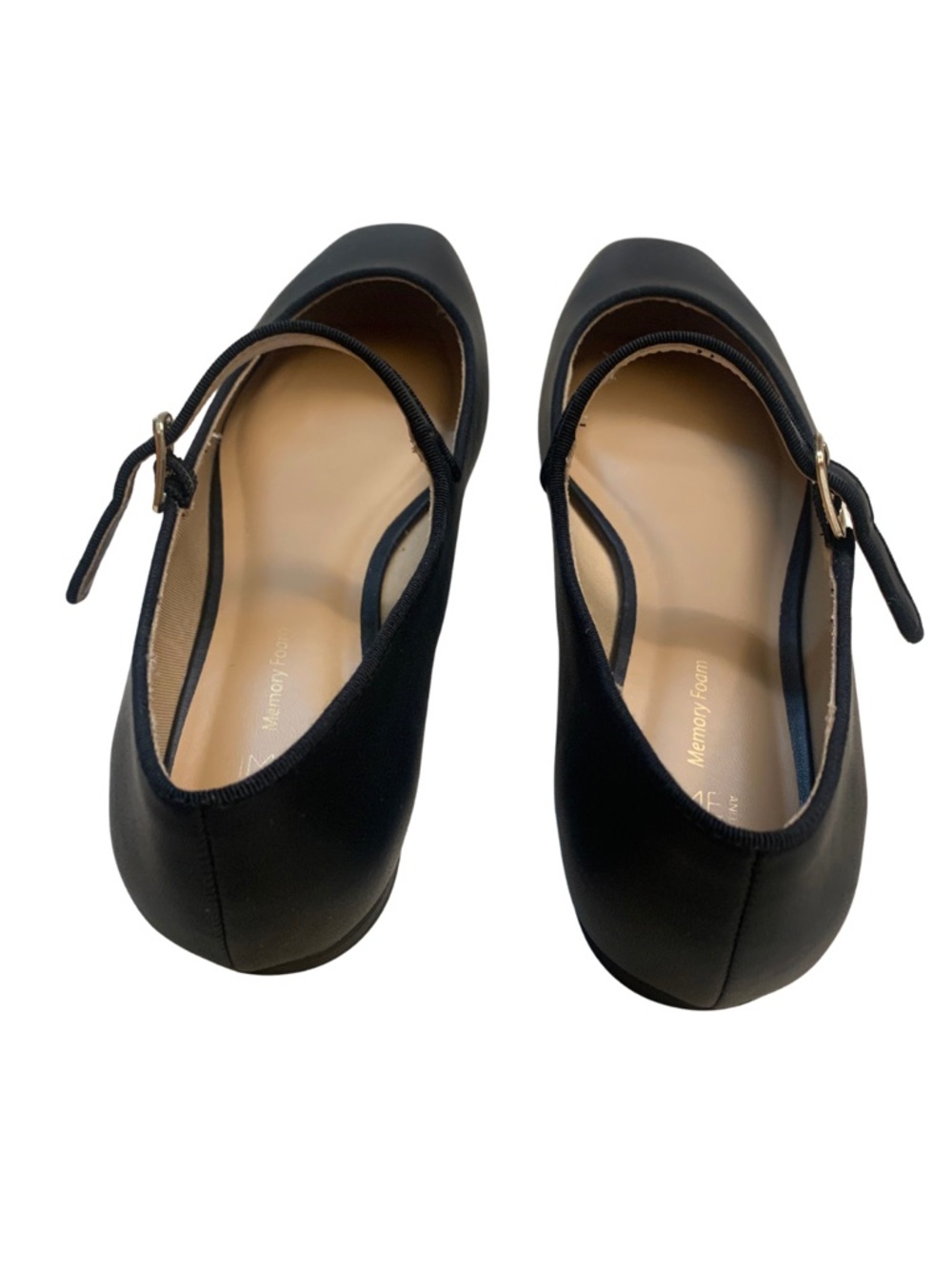 Black Faux Leather Mary Jane Ballet Flats Adjustable Strap Minimalist Preppy 8.5 - Picture 6 of 10